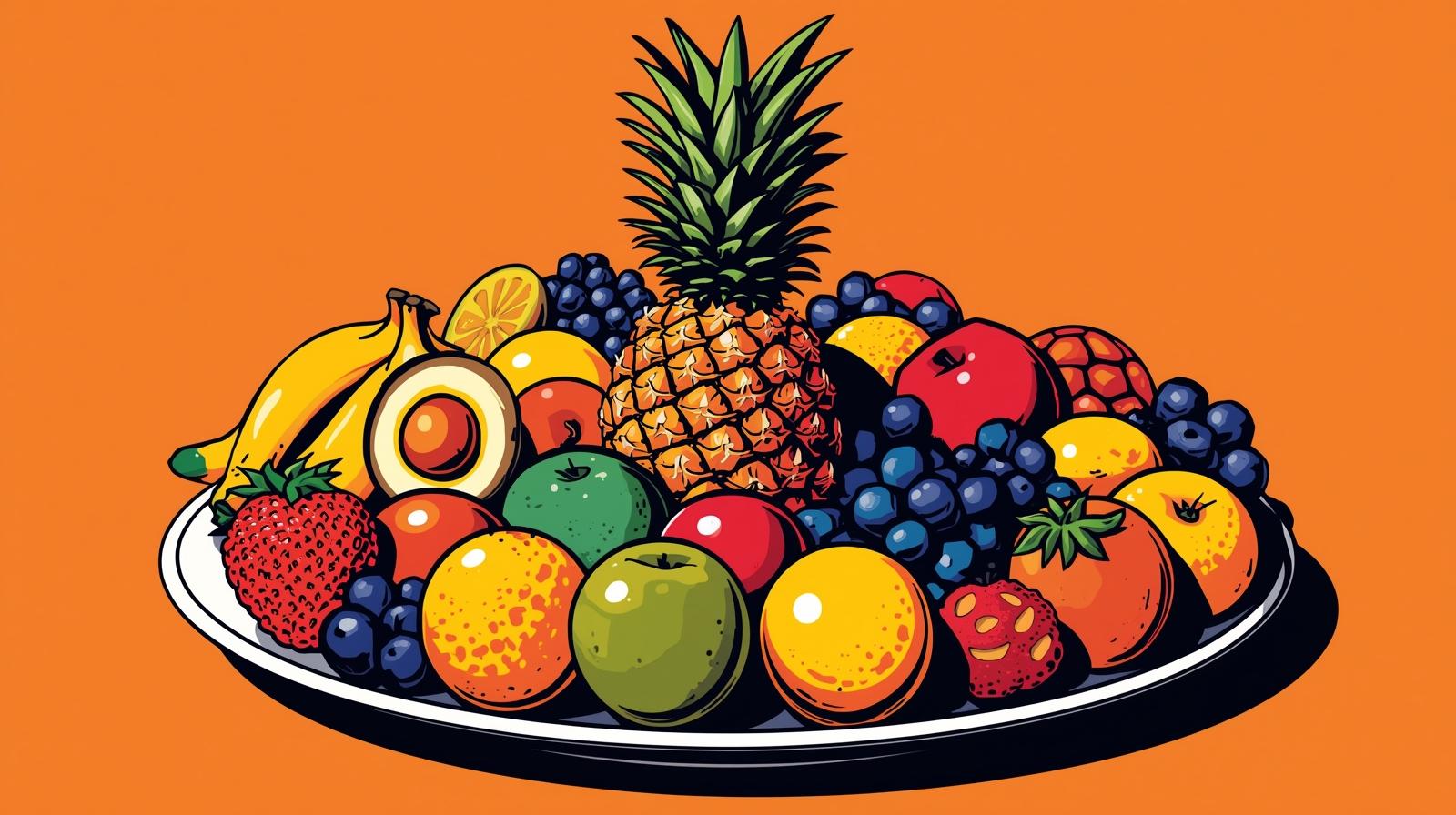 A more complex collection of fruits to be estimated.