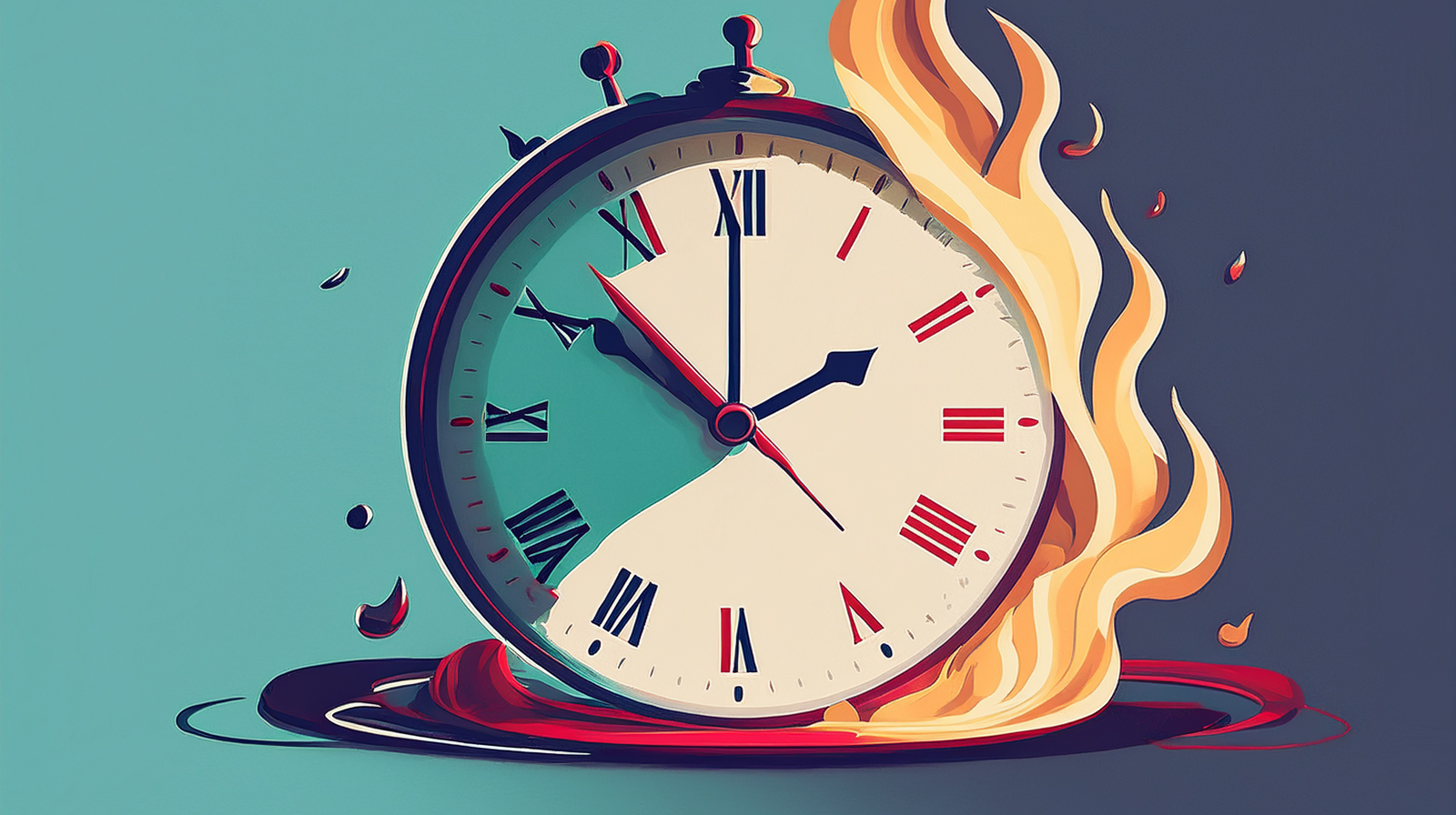 A clock face stretching and distorting.