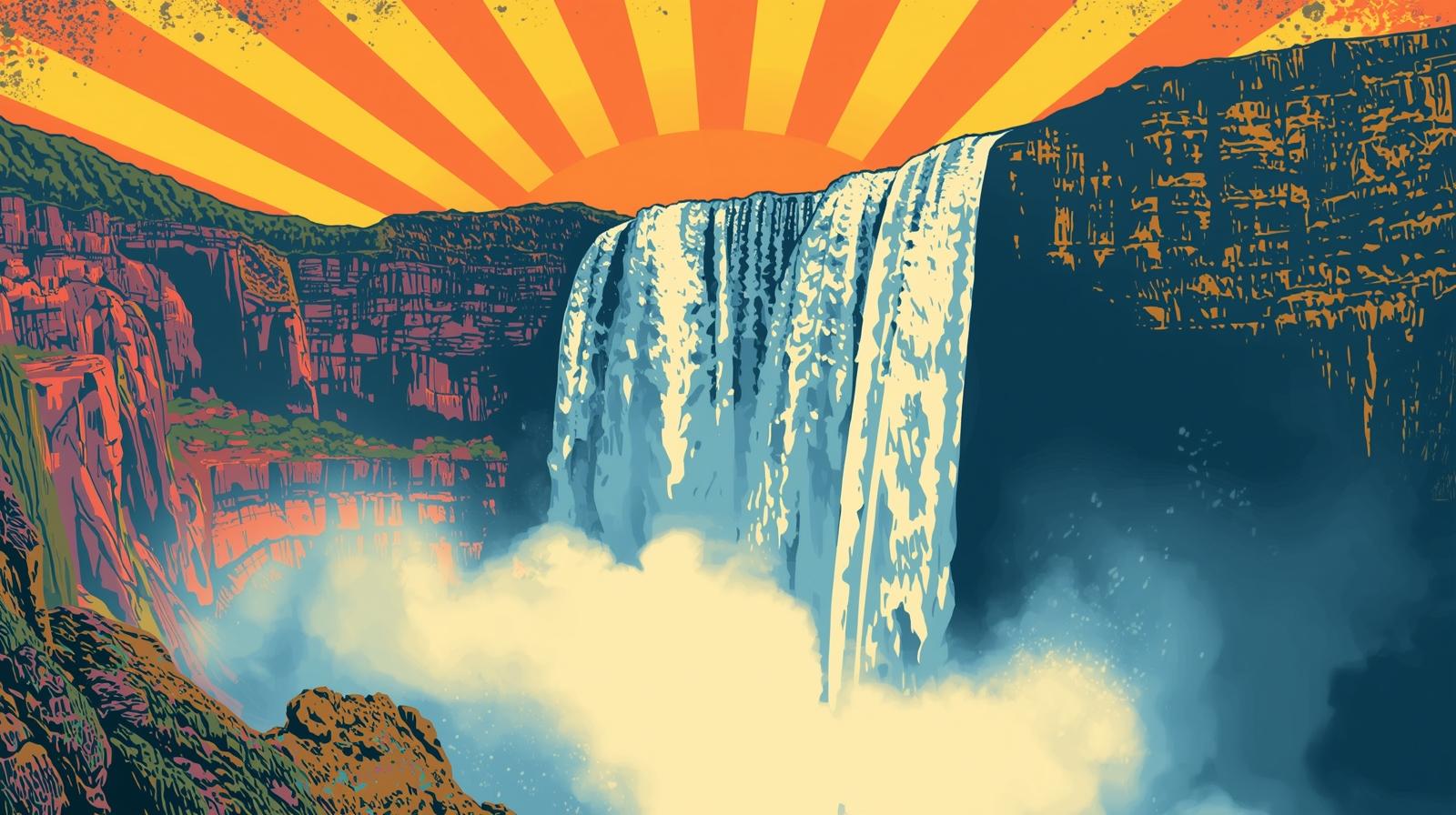 A waterfall representing the Waterfall model.