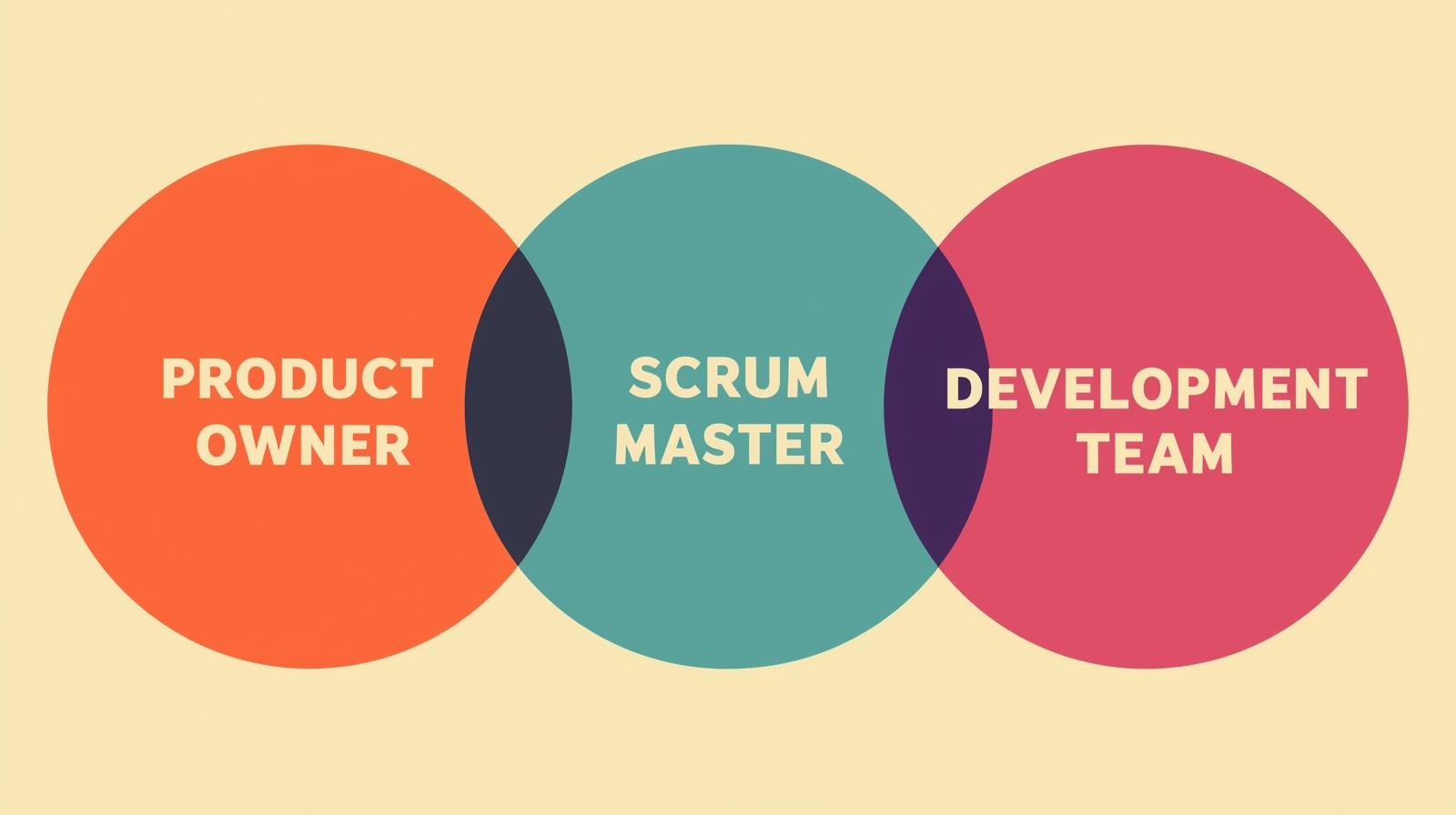 An infographic showing the three roles in a Scrum team.