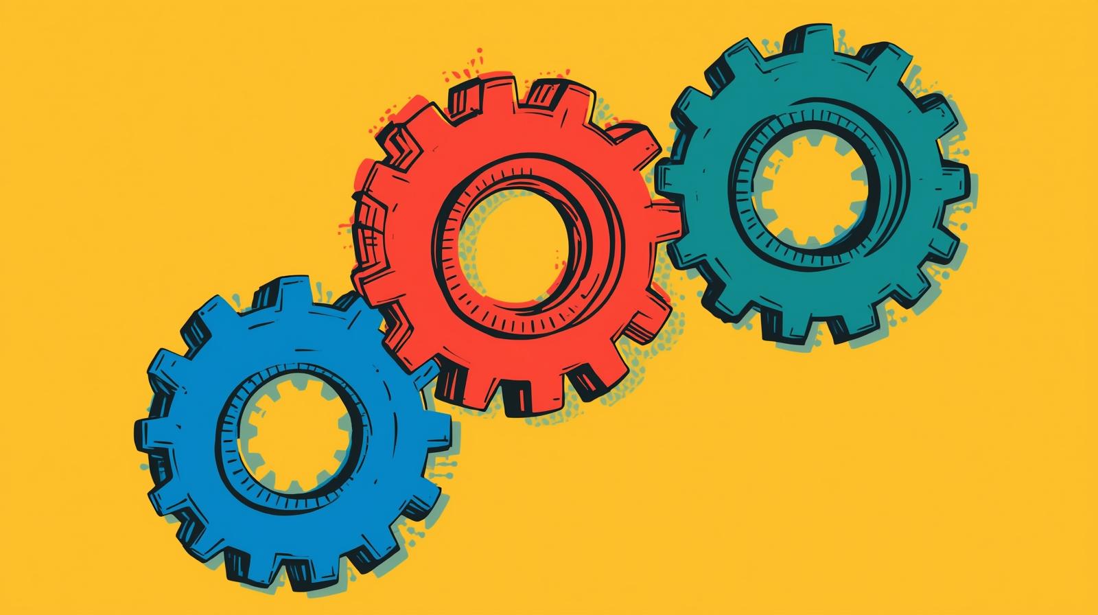 Interlocking gears representing interconnected concepts.