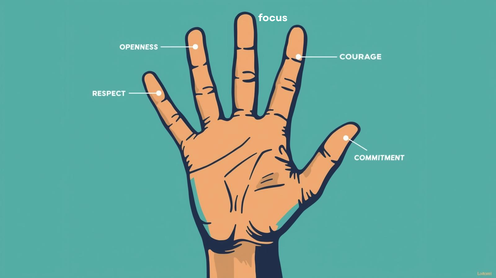 An infographic of the five Scrum values.