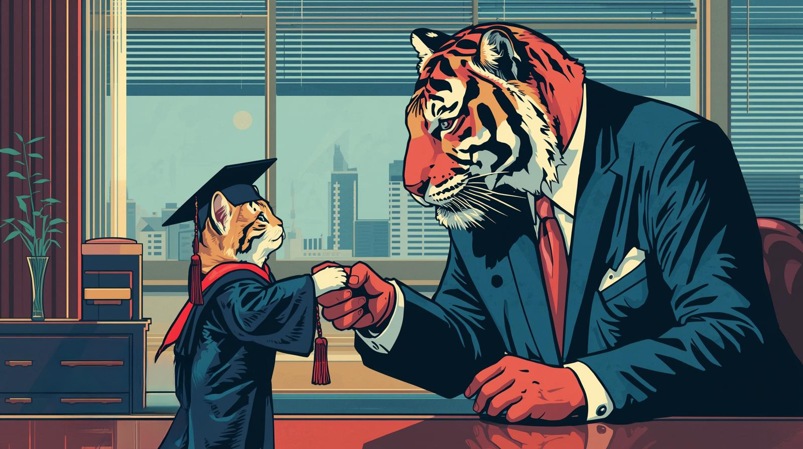 A person in a graduation cap looking at a bright future.