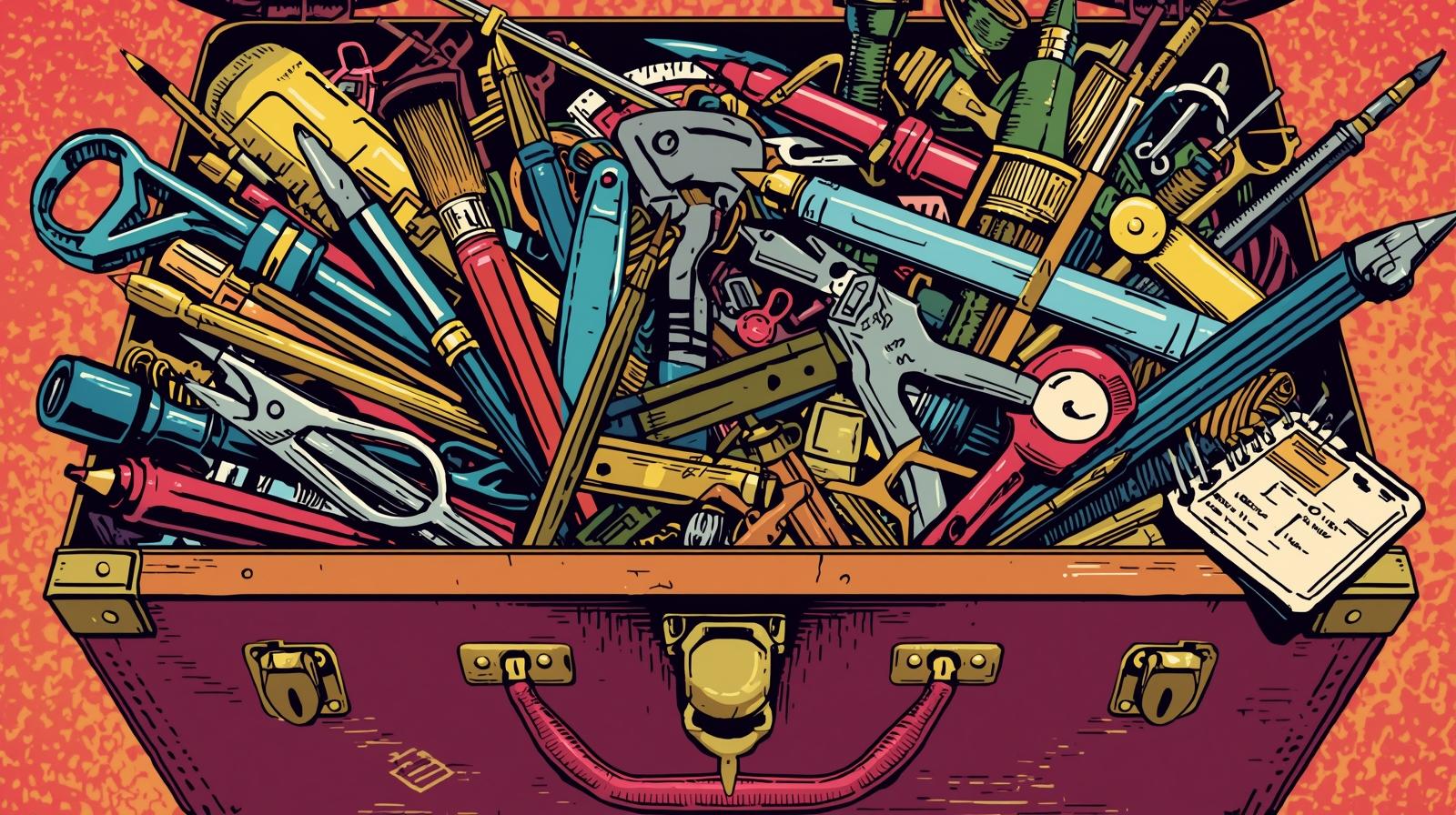 A toolbox with different tools representing different Agile frameworks.